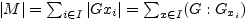 $ \vert M\vert=\sum_{i\in I}\vert Gx_{i}\vert=\sum_{x\in I}(G:G_{x_{i}})$