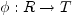 $ \phi:R\rightarrow
T$