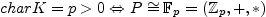 $ char K=p>0 \Leftrightarrow P \cong \mathbb{F}_{p}=(\mathbb{Z}_{p},+,*)$